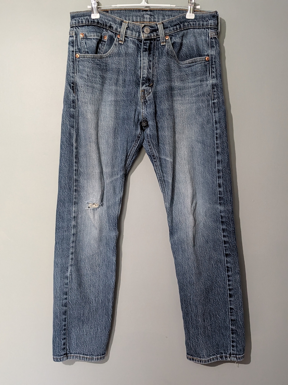 Levi's 505 Vintage Distressed Men's Straight Leg Blue Denim Jeans Americana